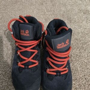 Kids Jack Wolfskin Black and Red Hiking Boots
